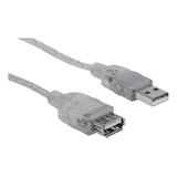 Cable Usb V2.0 Extension De 4.5m Plata Manhattan 340502 / /v