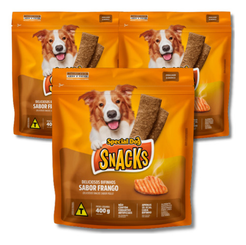 Bifinhos Special Dog Snacks Sabor Frango 400 G Kit Com 3 Uni