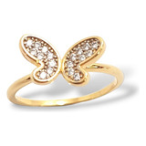 Anillo De Oro 18k Laminado Mujer Mariposa Cristales Bellanel