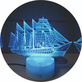 Barco Velero Mar Holograma 7 Colores Lampara + Control Remot