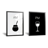 Cuadros Minimalistas Diptico Ampm - Mate Copa Vino - 50x70cm