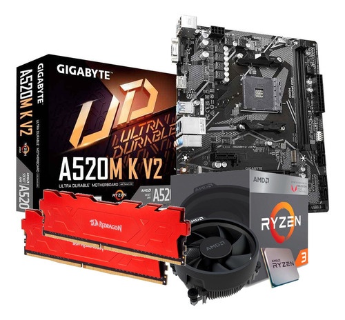 Kit Placa Mãe A520m K Ryzen 3 3200g Ram 2x8gb 3200mhz