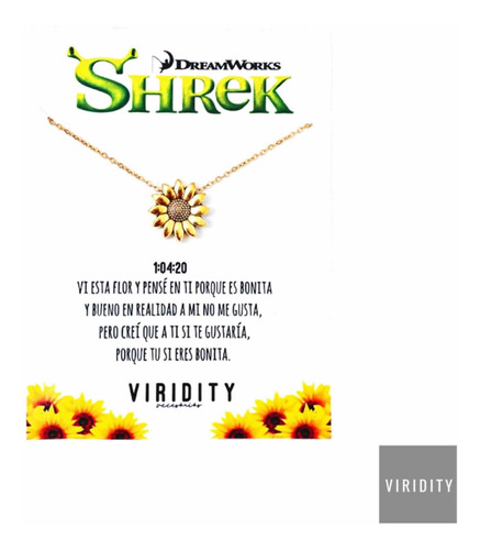 Collar De Shrek Girasol Dorado Regalo Novios Parejas Amigos
