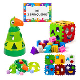 Kit 2 Brinquedo Educativo Encaixe 1 Ano Interativo Infantil