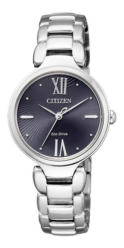 Em0020-52e Reloj Citizen Eco Drive Plateado/negro Color De La Correa Gris Color Del Bisel Gris Color Del Fondo Azul