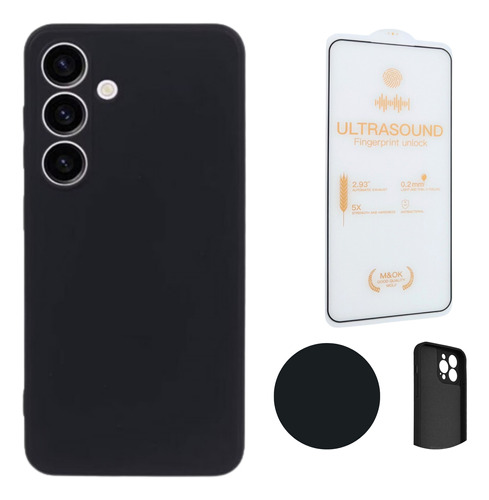 Estuche Silicone Case + Vidrio Con Reconocimiento Huella