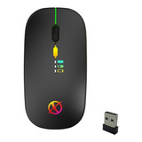 Mouse Inalámbrico Recargable Luces Led Gamer Pc/laptop Fino