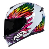 Capacete Moto Feminino Fechado Asx Eagle Vibes Branco/color