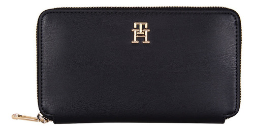 Cartera Mediana Tommy Hilfiger Con Cierre Para Mujer Color Negro Diseño De La Tela Liso