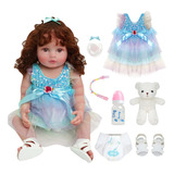 Brastoy Bebe Reborn Boneca Menina Saia De Gaze Azul Princesa