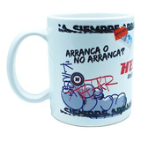 Taza De Ceramica Bujias Hescher Modelo Graffiti Color Blanco