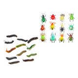 24pcs Plástico Inseto Animal Joaninha Besouro E Lagartas