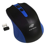 Mouse Sem Fio C3tech Wireless Usb Preto 1000dpi Pc Notebook Azul/preto
