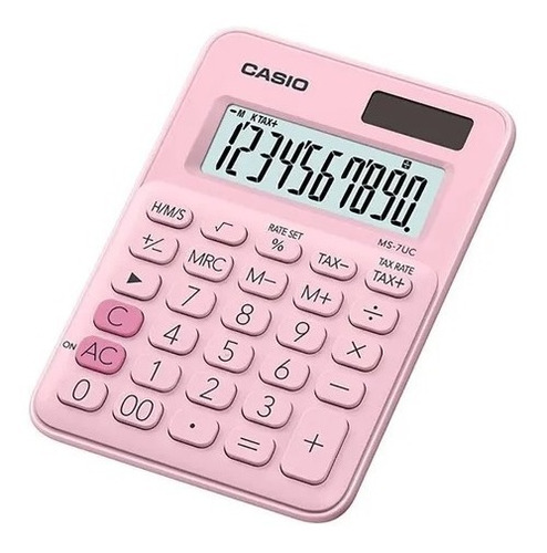 Calculadora Casio Ms-7uc 10 Digitos Escritorio Colores Rosa