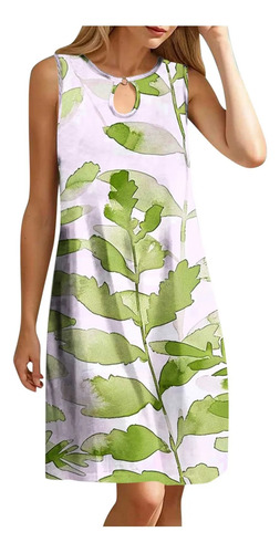 Vestido R Para Mujer, Cuello Redondo, Sin Mangas, Degradado,