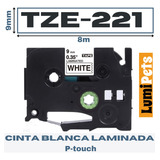 Cinta Tze-221 Para Rotuladora Brother Modelo Pt, 9mm X 8m