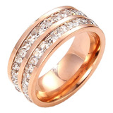 Anillo De Compromiso Doble De Titanio Y Oro Rosa 18k, Unisex