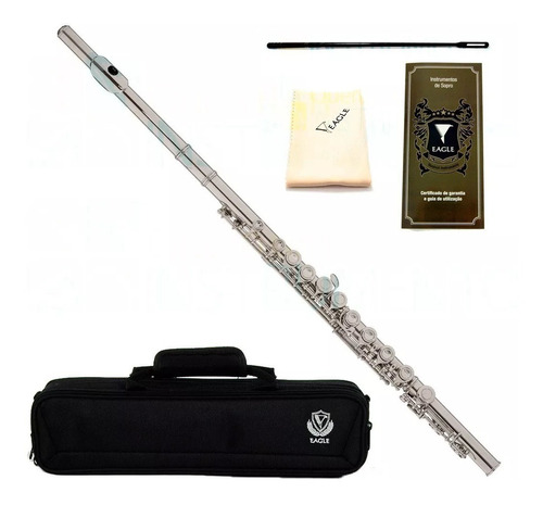 Flauta Transversal Eagle Fl03n Niquelada Nova Estojo Luxo