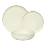 Set Vajilla 18 Piezas Plato Playo Postre Bowl Porcelana Crem