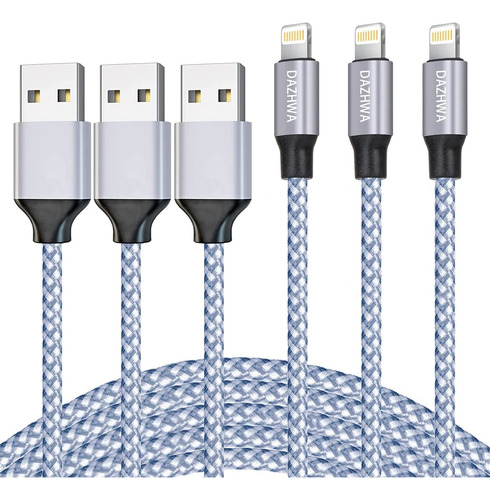 Dazhwa Cargador Para iPhone, Paquete De 3 Cables De Nailon T