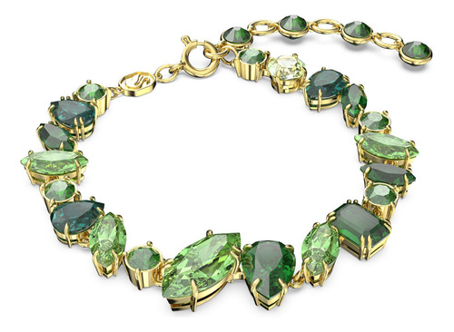 Pulsera Swarovski Gema, Tallas Mixtas, Verde, Baño Tono Oro