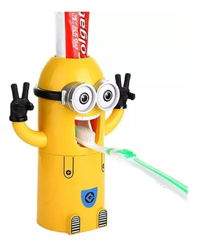 Dispensador De Crema Dental Con Porta Cepillos Minions Niños