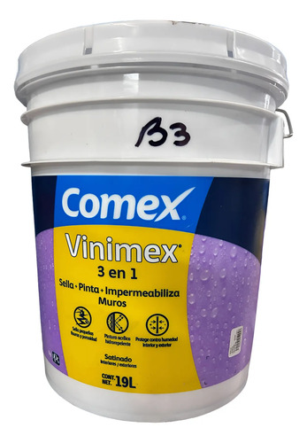 Vinimex 3 En 1 19l Satin Comex Premium Sella Pinta Impermeab | Meses sin interés