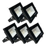 Kit 5 Refletor Led 30w Luz Branca Holofote Prova D´água Cor Da Carcaça Preto Cor Da Luz Branco-frio 110v/220v