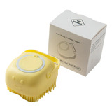 Lava Pelo Escova Com Dispenser Banho Shampoo Pet Cor Amarelo