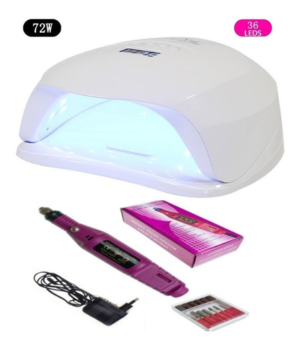 Kit X3 Cabina Sun R9 72w Uv-led +torno Profesional + Fresas