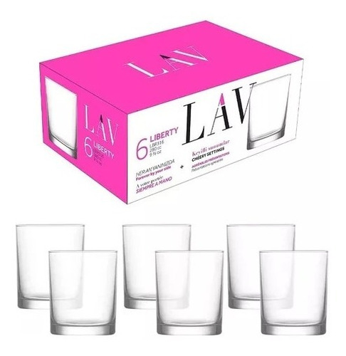 Pack X 18 Vasos  Liberty  De Vidrio Para Whisky 250 Ml