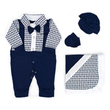 Kit Conjunto Maternidade Menino Miguel Poule Marinho 4 Peças