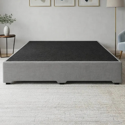 Base Cama Box Spring Queen Size de Madera Modelo Nova | Moderno Diseño y Calidad Premium | Tapizado Tela Lino Gris | Minimalista | Muy Resistente y Garantizado | MercadoLibre