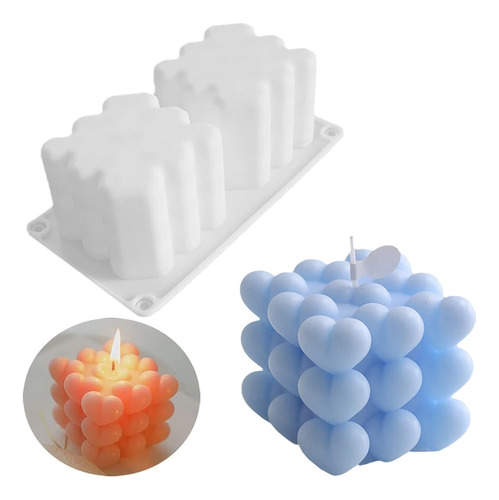 Molde Silicona X2 Velas Burbujas Corazon Velas Repostería