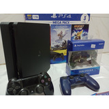 Ps4 Slim 3 Controle De 1 Tb +jogos Mídia Física E Digital 