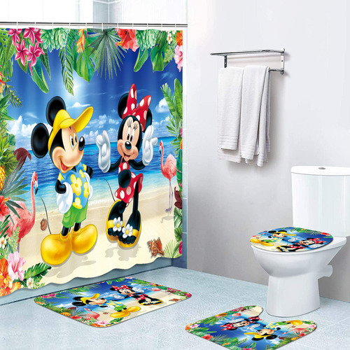 Juego De Cortinas De Baño De Mickey Y Minnie