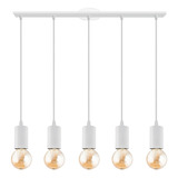 Colgante Techo Simple Moderno 5 Luces Apto E27 Lampara Deco Color Blanco Delta-5