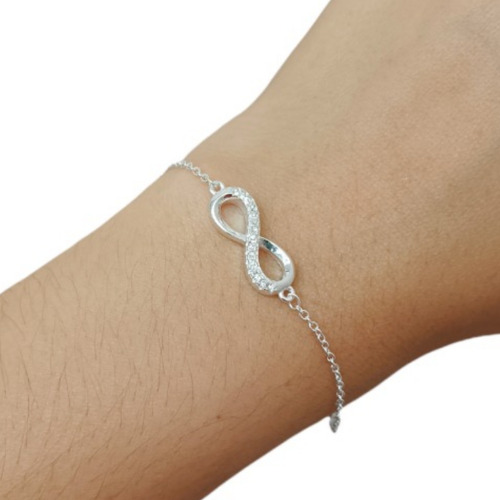 Pulsera Plata 925 Zircon Cubic Infinito Mitad Mujer Regalo