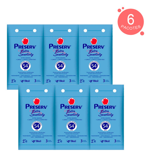 Preservativo Preserv Extra Sensitivity 3un Kit Com 6 Pacotes