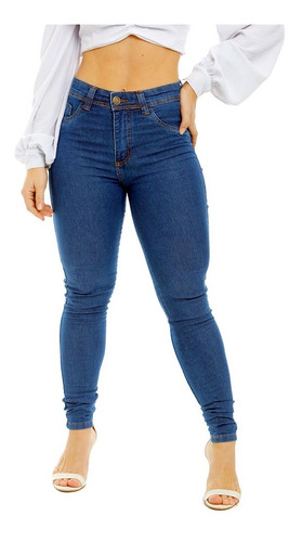 Calça Jeans Feminina Skinny Com Lycra Cintura Alta