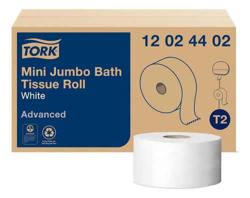 Tork Mini Jumbo Rollo De Papel Higiénico Blanco T2,