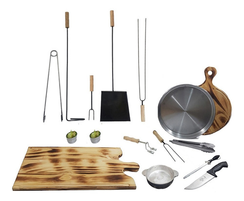 Kit Parrillero Set Asador Parrilla Asado Pala Atizador X16 U