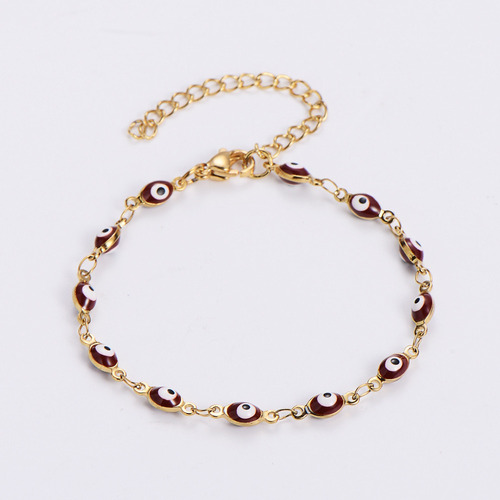 Pulsera Ojos Turco Acero Inox Chapado En Oro Varios Colores