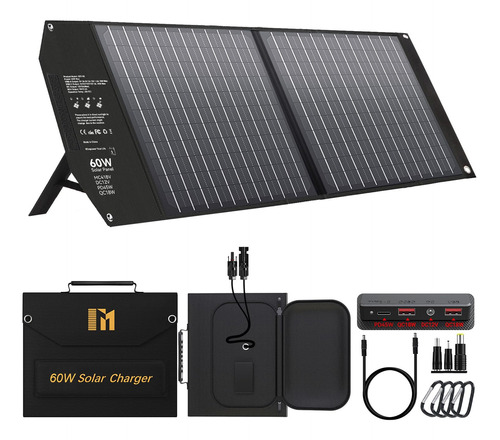 60w Panel Solar Plegable, 3-port Dc (18v)/qc3.0/pd (45w) Car