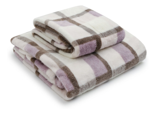 Cobertor + Manta Linha Prime Soft Microfibra Xadrez Rosa