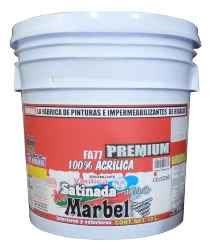 Pintura Vinílica Premium (agua) Lavable 19 Lts 168 Colores  