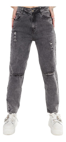Jeans Mujer Mom 1642 Gris Paradise Jeans