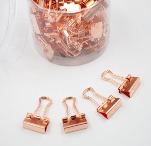 Clips Binder Prendedor De Papel  Rosegold 32mm C/24pcs