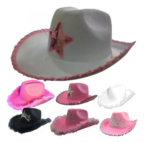 Sombrero Plumas Lentejuelas Cowboy Vaquera Texas 15 Años