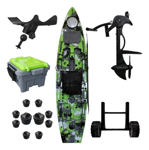 Caiaque Thork Com Pedal Evo Drive + Acessórios Milha Naútica Cor Verde Camuflado